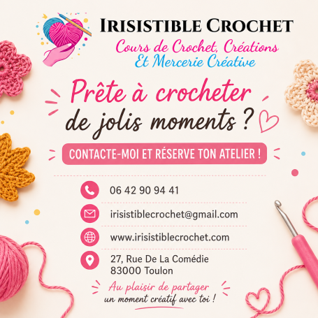 Réserver un atelier crochet – Irisistible Crochet Réserver un atelier crochet à Toulon