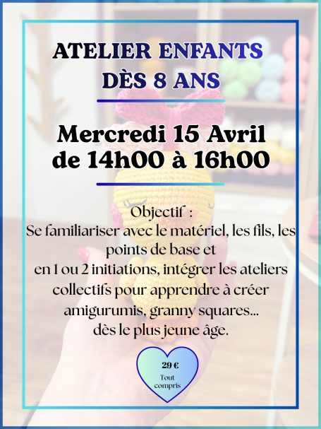 Initiation crochet enfants 8 - 12 ans
