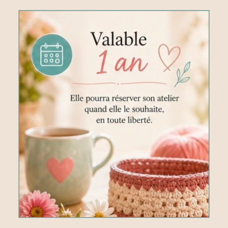 Bon cadeau crochet 1 an Bon cadeau crochet valable 1 an Toulon