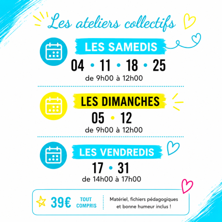 Calendrier des ateliers crochet collectifs de juillet avec les dates des vendredis, samedis et dimanches chez Irisistible Crochet. Dates des ateliers crochet juillet 2026 à Toulon